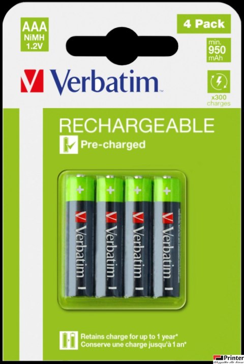Akumulatory VERBATIM HR3 AAA 950 mAh BLISTER 4szt. 49514 Akumulatory VERBATIM HR3 AAA 950 mAh BLISTER 4szt. 49514
