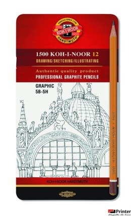 Ołówek Grafitowy 1502/III GRAPHIC 5B-5H komplet 12 szt. KOH I NOOR