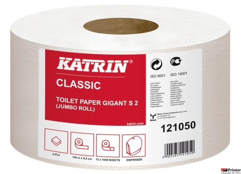 Papier toaletowy, duże rolki KATRIN CLASSIC Gigant S 2 130, 121050, opakowanie: 12 rolek Papier toaletowy, duże rolki KATRIN CLASSIC Gigant S 2 130, 121050, opakowanie: 12 rolek
