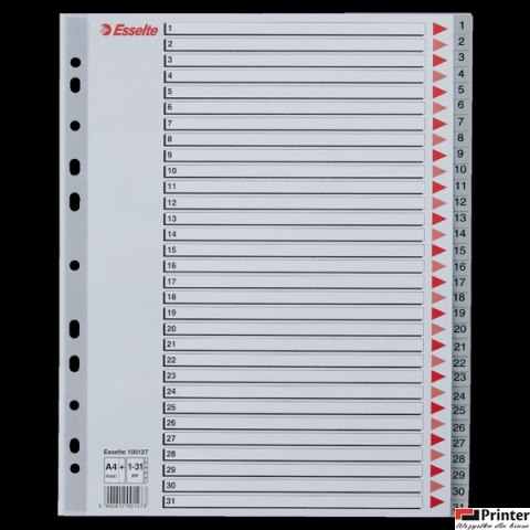 Przekładki plastikowe szare PP alfabetyczne A4 Esselte, 1-31 maxi, , 100127 Przekładki plastikowe szare PP alfabetyczne A4 Esselte, 1-31 maxi, , 100127