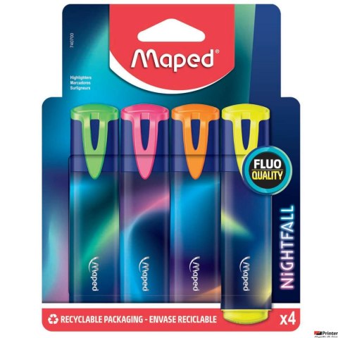 Zakreślacze Nightfall 4 kolory, ścięta końcówka 1-5 mm 740700 Maped Zakreślacze Nightfall 4 kolory, ścięta końcówka 1-5 mm 740700 Maped
