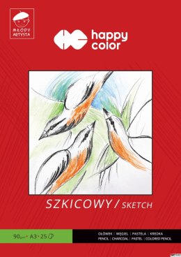 Blok szkicowy Młody Artysta, A3, 25 ark, 90g, Happy Color HA 3709 3040-M25