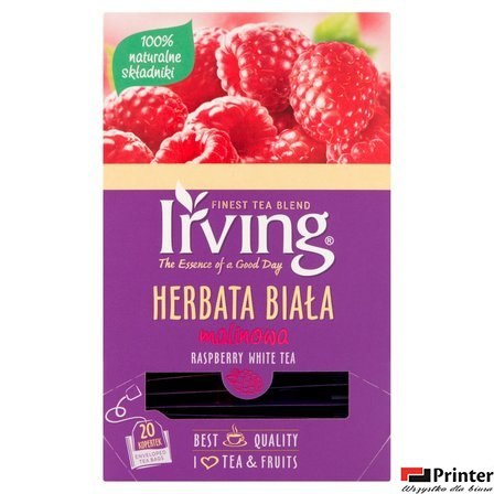 Herbata IRVING malinowa 20 kopert 1,5g biała Herbata IRVING malinowa 20 kopert 1,5g biała