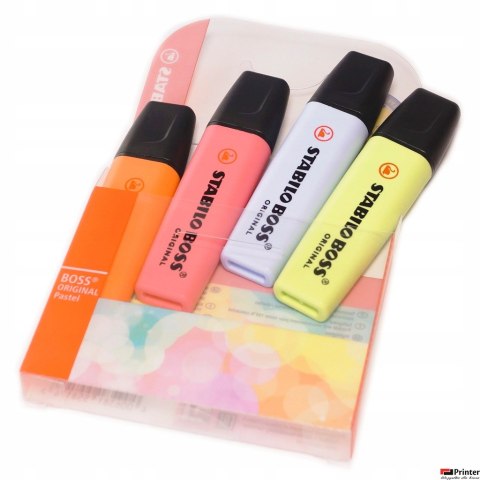 Zakreślacz STABILO BOSS pastel etui 4szt nowe kolory 70/4-3 Zakreślacz STABILO BOSS pastel etui 4szt nowe kolory 70/4-3