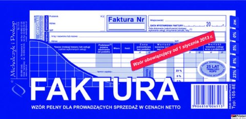 105-8N/E Faktura pełna dla prowadzących sprzedaż w cenach netto 1/3A4 105-8N/E Faktura pełna dla prowadzących sprzedaż w cenach netto 1/3A4