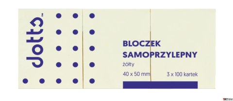 Bloczek samoprzylepny DOTTS 40x50 żółty 100 kartek (3szt) (NS50/40/3/D)