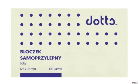 Bloczek samoprzylepny DOTTS 75x125 żółty 100 kartek (NS125/75/D)