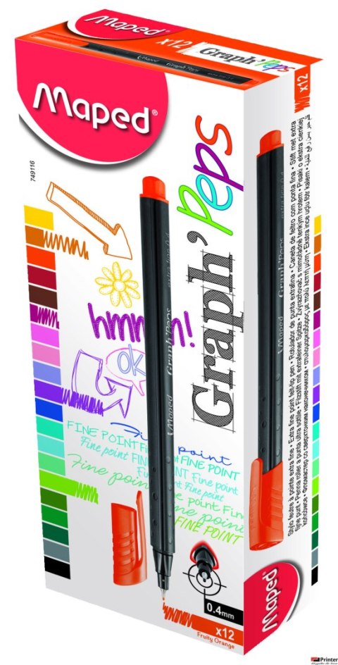 Cienkopis GRAPH PEPS pomarańczowy Maped 749116 (X) Cienkopis GRAPH PEPS pomarańczowy Maped 749116 (X)