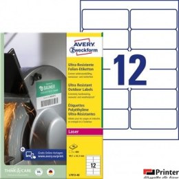 Etykiety polietylenowe ultra resistant, A4, 40 ark./op., 99,1x42,3mm, AVERY ZWECKFORM, L7913-40