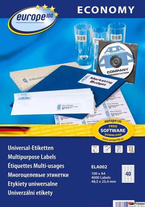 Etykiety uniwersalne ELA002 48,5 x 25,4 100 ark Economy Europe100 by Avery Zweckform Etykiety uniwersalne ELA002 48,5 x 25,4 100 ark Economy Europe100 by Avery Zweckform