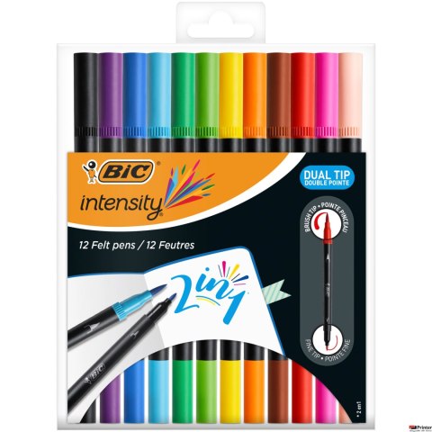 Flamastry dwustronneBIC Intensity Dual Tip Etui 12szt, 989695 Flamastry dwustronneBIC Intensity Dual Tip Etui 12szt, 989695