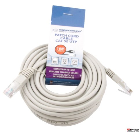Kabel UTP CAT 5E PATCHCORD 10m szary EB277E ESPERANZA Kabel UTP CAT 5E PATCHCORD 10m szary EB277E ESPERANZA