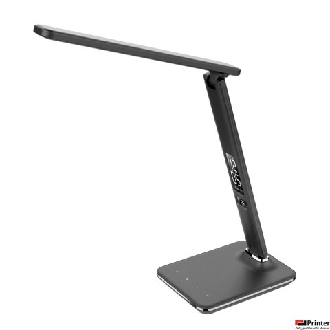 Lampka biurkowa czarna led Platinet 14W PDLU13 z zegarem, alarmem, termometrem i ładowarką USB. Lampka biurkowa czarna led Platinet 14W PDLU13 z zegarem, alarmem, termometrem i ładowarką USB.