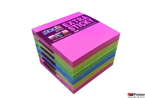 Notes samoprzylepny EXTRA STICKY 76x76mm 4 kol.neon/90 kart. 6szt. Stickin 21679