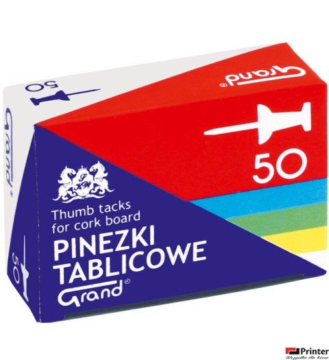 Pinezki tablicowe op-50szt. kolorowe GRAND 110-1657 beczułki Pinezki tablicowe op-50szt. kolorowe GRAND 110-1657 beczułki