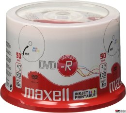 Płyta MAXELL DVD-R 4.7GB 16x, (50szt) PRINTABLE, white, do nadruku, cake 275701