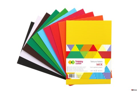 Tektura falista MIX, A4, 10 ark, 10 kolorów, Happy Color HA 7720 2030-MIX Tektura falista MIX, A4, 10 ark, 10 kolorów, Happy Color HA 7720 2030-MIX