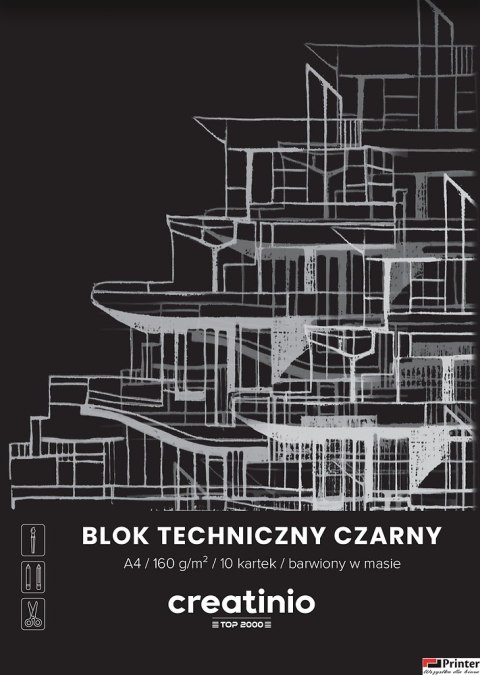 Blok techniczny Top 2000 Creatinio A3 10 kartek 160 g czarny 400176682