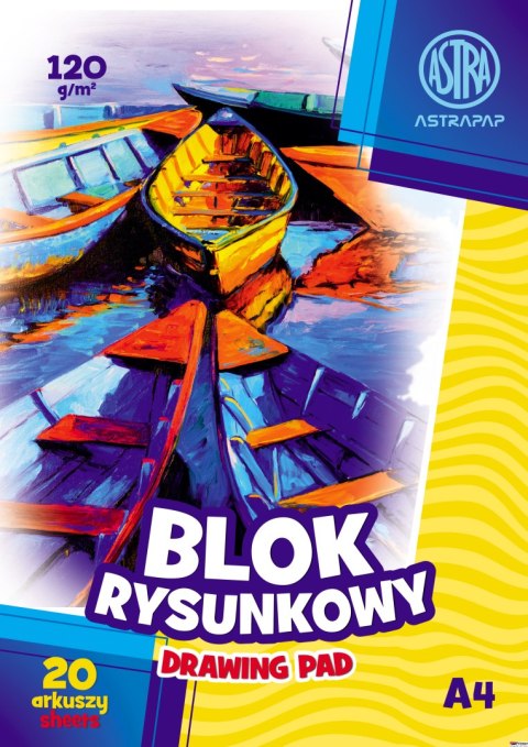 Blok rysunkowy ASTRA A4 120g, biały 20kartek 106111001 Blok rysunkowy ASTRA A4 120g, biały 20kartek 106111001