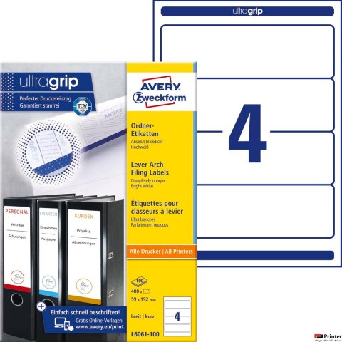 Etykiety na segregatory L6061-100 59x192 100ark Avery Zweckform Etykiety na segregatory L6061-100 59x192 100ark Avery Zweckform