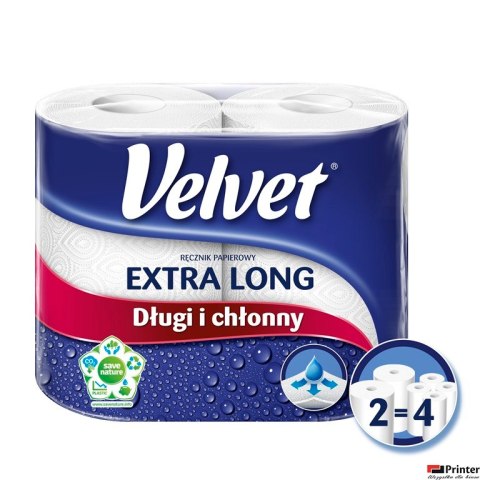 Ręcznik Velvet Extra Long Biały 2 rolki 100% celuloza Ręcznik Velvet Extra Long Biały 2 rolki 100% celuloza