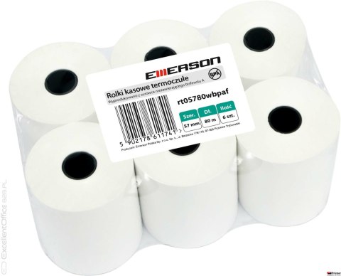 Rolki termiczne 57x80m 6szt EMERSON rt05780wkbpaf BPA FREE Rolki termiczne 57x80m 6szt EMERSON rt05780wkbpaf BPA FREE