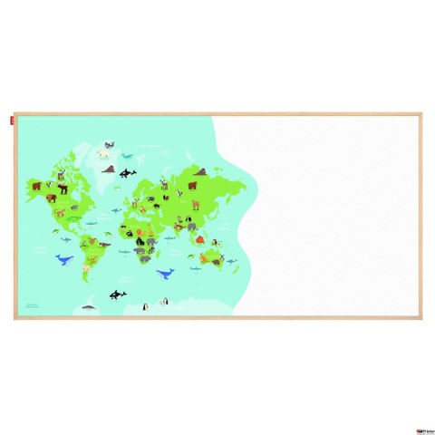 Tablica edukacyjna MemoBe, WHITEBOARDGAME: Animal adventure!, nadruk MAPA ŚWIATA ZE ZWIERZĘTAMI, rama drewniana, PL, 200x100 cm Tablica edukacyjna MemoBe, WHITEBOARDGAME: Animal adventure!, nadruk MAPA ŚWIATA ZE ZWIERZĘTAMI, rama drewniana, PL, 200x100 cm