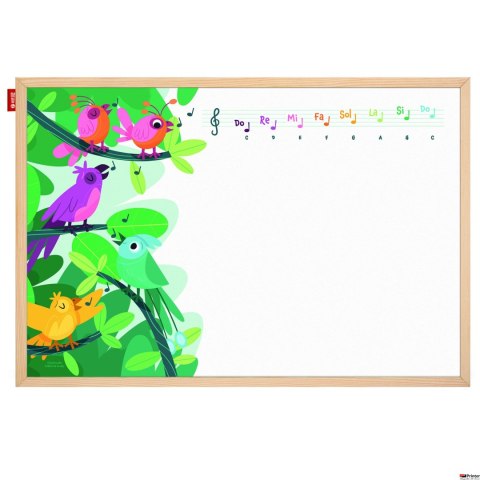 Tablica edukacyjna MemoBe, WHITEBOARDGAME: Music adventure!, nadruk WESOŁE NUTKI Z PTASZKAMI, rama drewniana, PL, 90x60 cm MTM09 Tablica edukacyjna MemoBe, WHITEBOARDGAME: Music adventure!, nadruk WESOŁE NUTKI Z PTASZKAMI, rama drewniana, PL, 90x60 cm MTM09