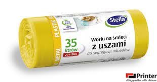 Worki do segregacji PLASTIK żółte z uszami LDPE 35l(20szt.) STELLA 032204 Worki do segregacji PLASTIK żółte z uszami LDPE 35l(20szt.) STELLA 032204