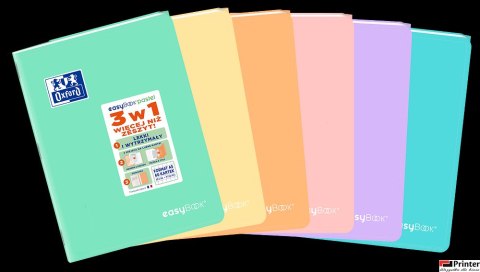 Zeszyt OXFORD PP EASYBOOK pastel A5 60k 90g mix kratka z marginesem 400161235 Zeszyt OXFORD PP EASYBOOK pastel A5 60k 90g mix kratka z marginesem 400161235
