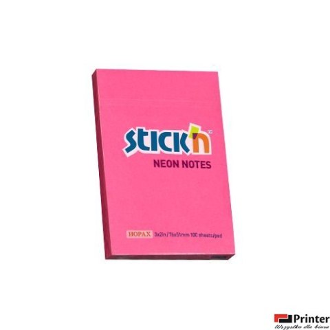 Bloczek STICKN 76x51mm ciemnoróżowy neon 100k 21161 STICKN