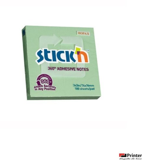 Bloczek STICKN 76x76mm 360stopni zielony 21552