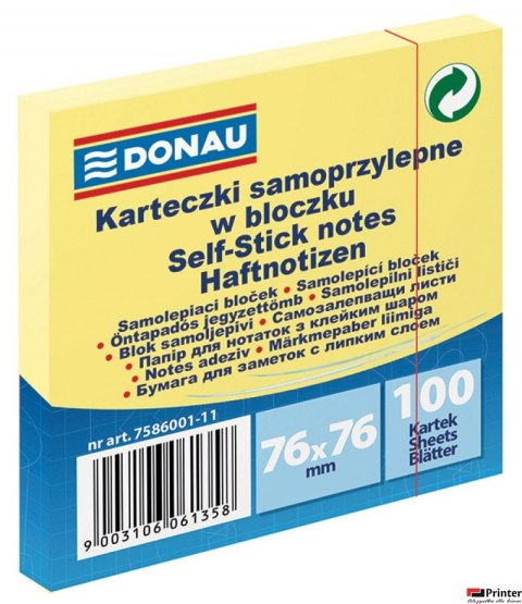 Bloczek samop.76*76 żółte DONAU 7586001 Bloczek samop.76*76 żółte DONAU 7586001