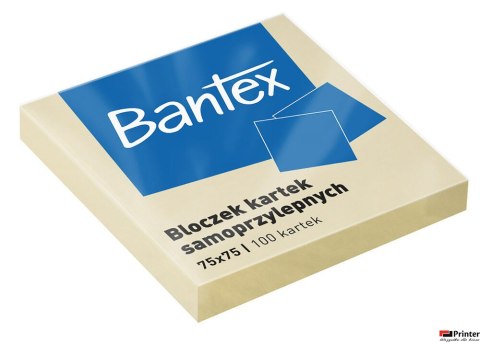 Bloczek samoprzylepne 75x75mm, 100 kartek, żółty BANTEX 400086384 Bloczek samoprzylepne 75x75mm, 100 kartek, żółty BANTEX 400086384