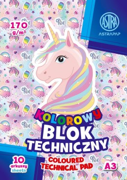 Blok kolorowy barwiony w masie ASTRAPAP A3 170g 10 ark BS&Unicorn, 106021008