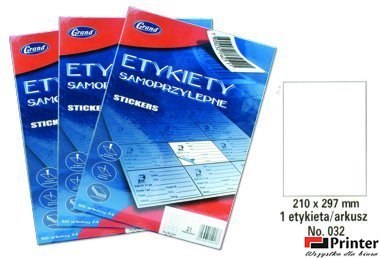 Etykiety samoprzylepne No. 032 210x297 mm GRAND 150-1059