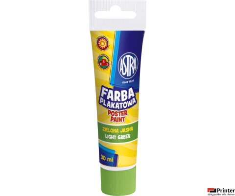 Farba plakatowa Astra tuba 30 ml - jasna zieleń, 83110910 Farba plakatowa Astra tuba 30 ml - jasna zieleń, 83110910