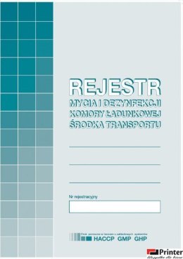 H-91-3 Rejestr mycia i dezynfekcji komory ładunkowej MICHALCZYK