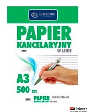 Papier kancelaryjny A3 linia (500) INTERDRUK Papier kancelaryjny A3 linia (500) INTERDRUK