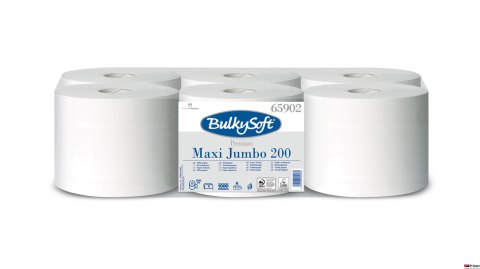 Papier toaletowy w roli centralnego dozowania (6rolek), 2 warstwy, biały, celuloza, 200m., MAXI JUMBO, 65902, BULKYSOFT Papier toaletowy w roli centralnego dozowania (6rolek), 2 warstwy, biały, celuloza, 200m., MAXI JUMBO, 65902, BULKYSOFT
