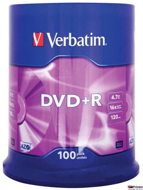 Płyta DVD+R VERBATIM CAKE (100) Matt Silver 4.7GB x16 AZO 43551 Płyta DVD+R VERBATIM CAKE (100) Matt Silver 4.7GB x16 AZO 43551