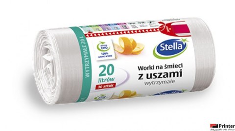 Worki na śmieci z uszami wytrzymałe 20L 30szt. białe (HD-LD) STELLA