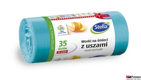 Worki na śmieci z uszami wytrzymałe 35L 30szt. niebieskiE (HD-LD) STELLA Worki na śmieci z uszami wytrzymałe 35L 30szt. niebieskiE (HD-LD) STELLA