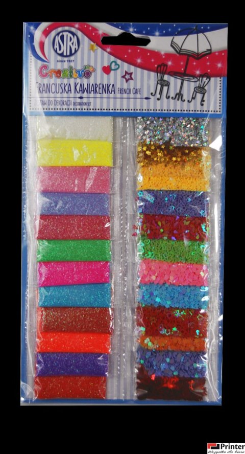 Zestaw do dekoracji Francuska Kawiarenka 24 sztuki x 2g ASTRA, 335120003 brokat brokat Zestaw do dekoracji Francuska Kawiarenka 24 sztuki x 2g ASTRA, 335120003 brokat brokat