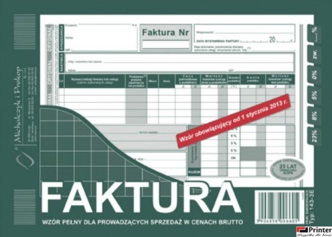 143-3E Faktura VAT MICHALCZYK&PROKOP A5 80 kartek 143-3E Faktura VAT MICHALCZYK&PROKOP A5 80 kartek