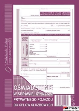 811-3 Oświad.w spraw.używ.pryw pojazd.MICHALCZYK I PROKOP