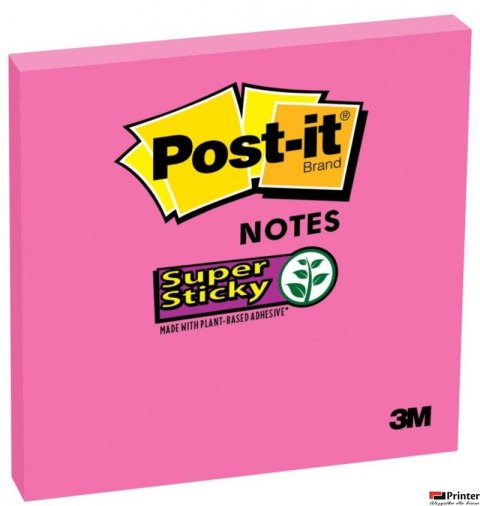 Bloczek samoprzylepny POST-IT_ Super sticky, (654-6SS-PNK), 76x76mm, 1x90 kart., fuksja