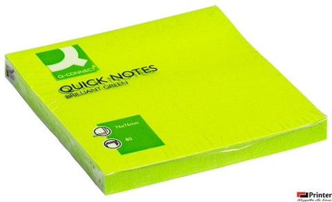 Bloczek samoprzylepny Q-CONNECT Brilliant, 76x76mm, 1x80 kart., zielony KF10515 Bloczek samoprzylepny Q-CONNECT Brilliant, 76x76mm, 1x80 kart., zielony KF10515