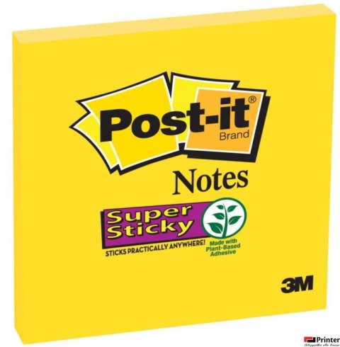 Bloczek samoprzylepny SUPER STICKY 654-S 76X76MM, 1X90kartek, żółty 3M