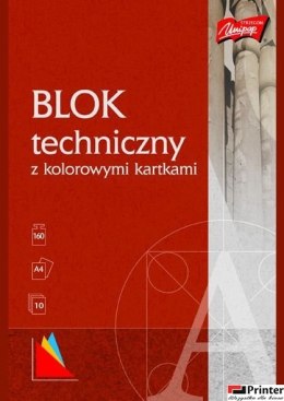 Blok techniczny kolor A4 10 kartek UNIPAP